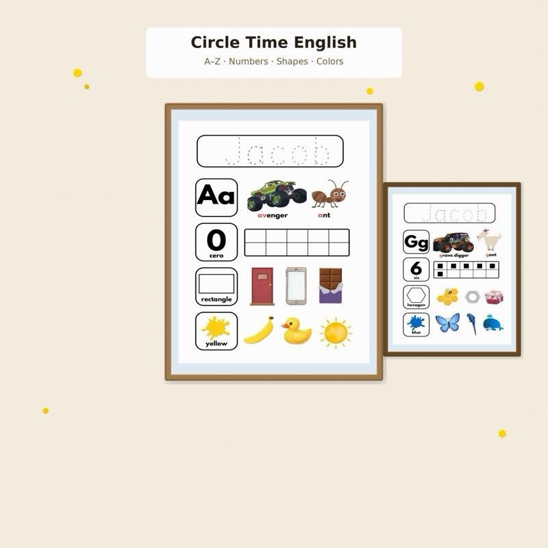 Printed Personalized Circle Time Monster Truck | 26 Weekly Morning Meeting Worksheets | Letter, Numbers, Shapes & Colors | Pre K Homeschool
